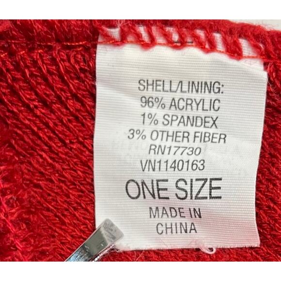 Deep Red Knit Ribbed Foldable Winter Beanie Unisex Adult One Size - Picture 3 of 4